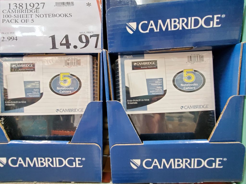 1381927 CAMBRIDGE 100 SHEET NOTEBOOKS PACK OF 5 14 97 Costco East Fan