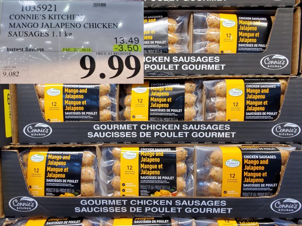 1035921 CONNIE S KITCHEN MANGO JALAPENO CHICKEN SAUSAGES 1 1 KG 3 50 INSTANT SAVINGS EXPIRES ON