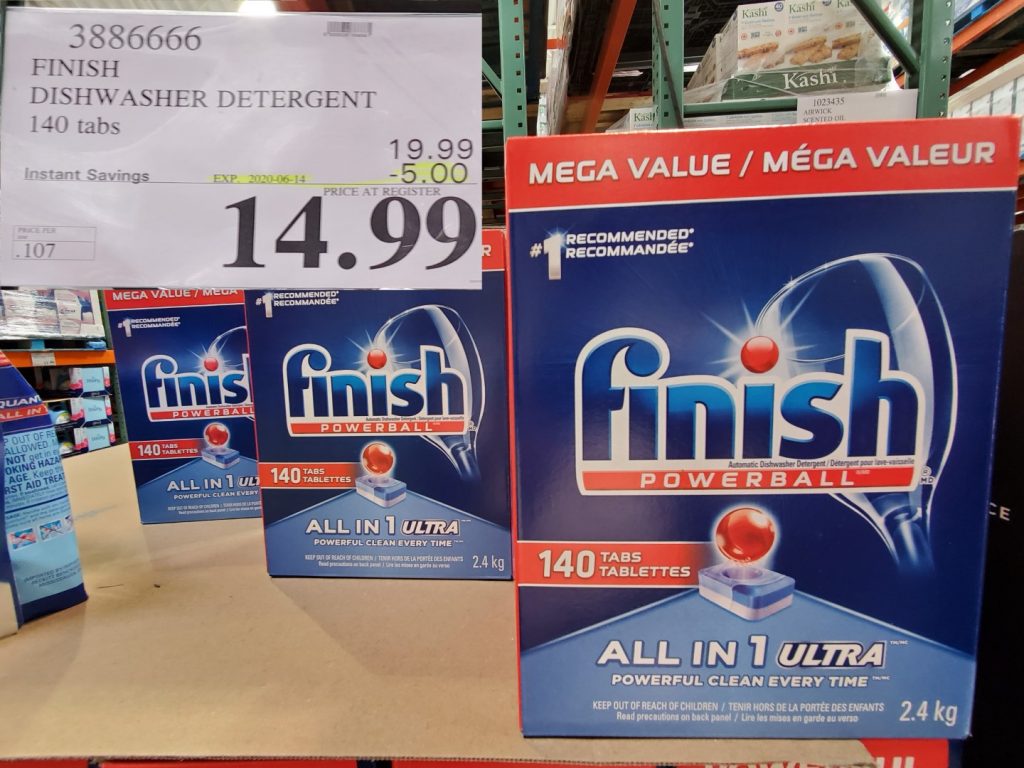 3886666 FINISH DISHWASHER DETERGENT 140 tabs 5 00 INSTANT SAVINGS EXPIRES ON 2020 06 14 14 99