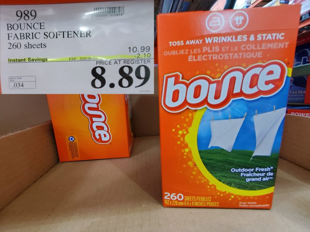 989 BOUNCE FABRIC SOFTENER 260 SHEETS 2 10 INSTANT SAVINGS EXPIRES ON