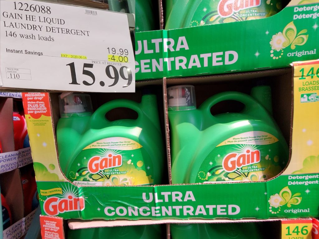 1226088 GAIN HE LIQUID LAUNDRY DETERGENT 146 wash loads 4 00 INSTANT SAVINGS EXPIRES ON 2020 06