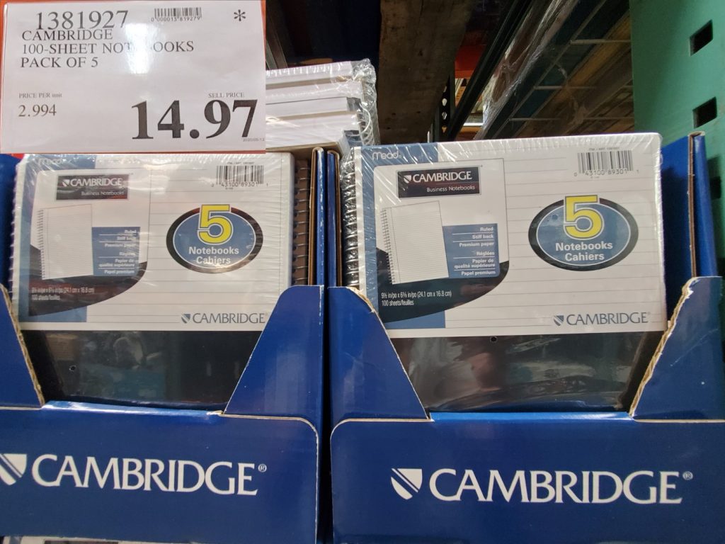 1381927 CAMBRIDGE 100 SHEET NOTEBOOKS PACK OF 5 14 97 Costco East Fan