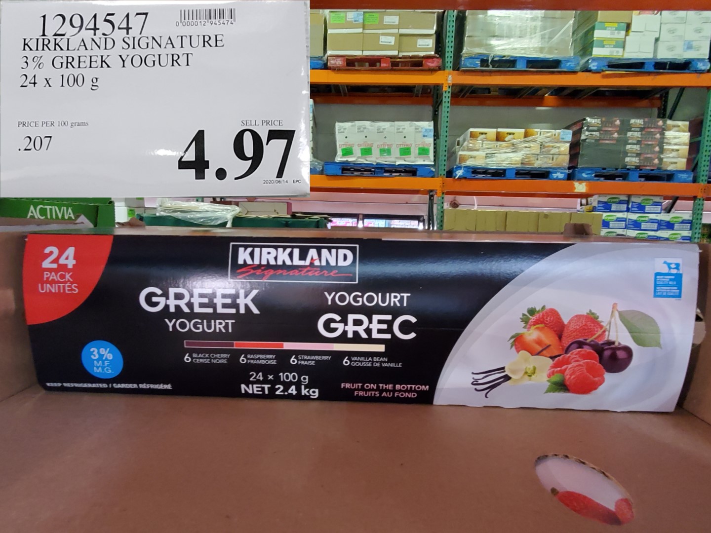 Kirkland Signature 3% Greek Yogurt Variety Pack, 24 x 100 g