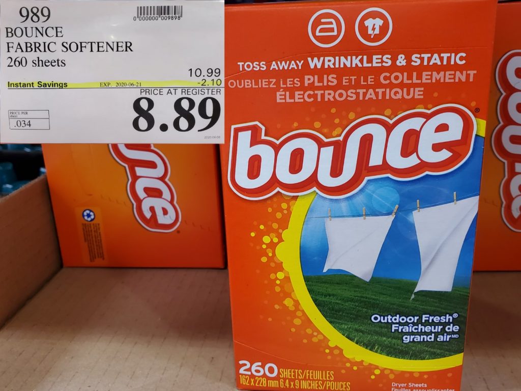 989 BOUNCE FABRIC SOFTENER 260 SHEETS 2 10 INSTANT SAVINGS EXPIRES ON