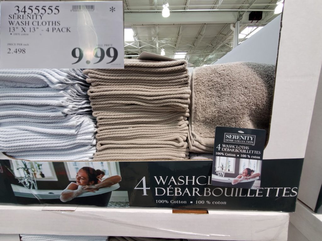 3455555 SERENITY WASH CLOTHS 13 X 13 4 PACK 9 99 Costco East Fan Blog