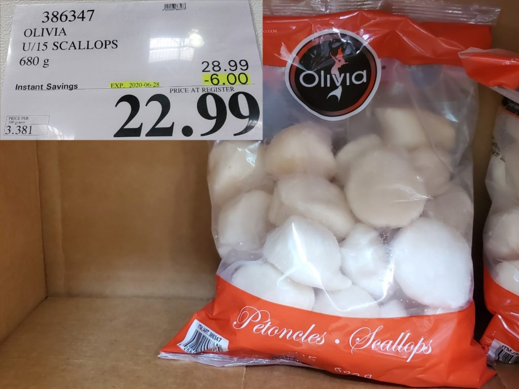 386347 OLIVIA U 15 SCALLOPS 680 G 6 00 INSTANT SAVINGS EXPIRES ON 2020