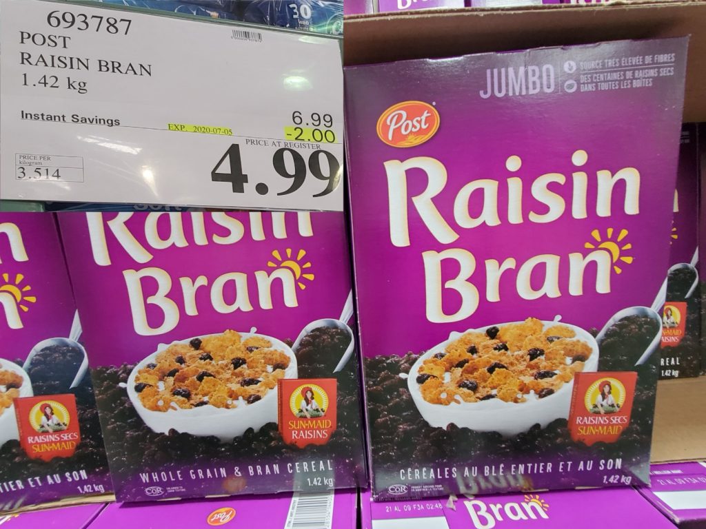 693787 POST RAISIN BRAN 1 42 kg 2 00 INSTANT SAVINGS EXPIRES ON 2020 07