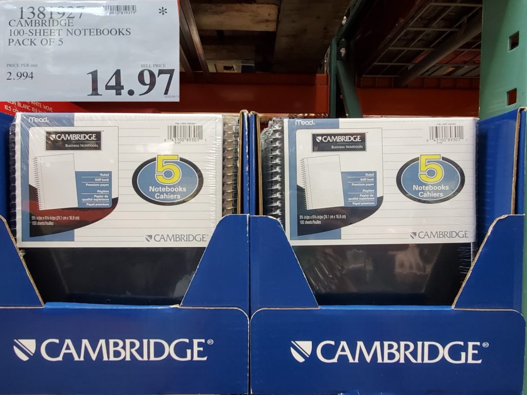 1381927 CAMBRIDGE 100 SHEET NOTEBOOKS PACK OF 5 14 97 Costco East Fan