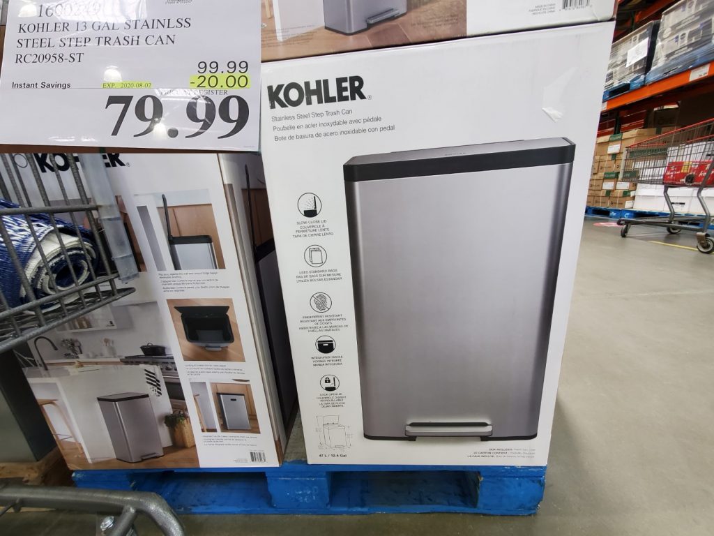 1600249 KOHLER 13 GAL STAINLSS STEEL STEP TRASH CAN RC20958 ST 20 00