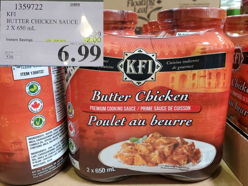 1359722 KFI BUTTER CHICKEN SAUCE 2 x 650 mL 2 00 INSTANT SAVINGS