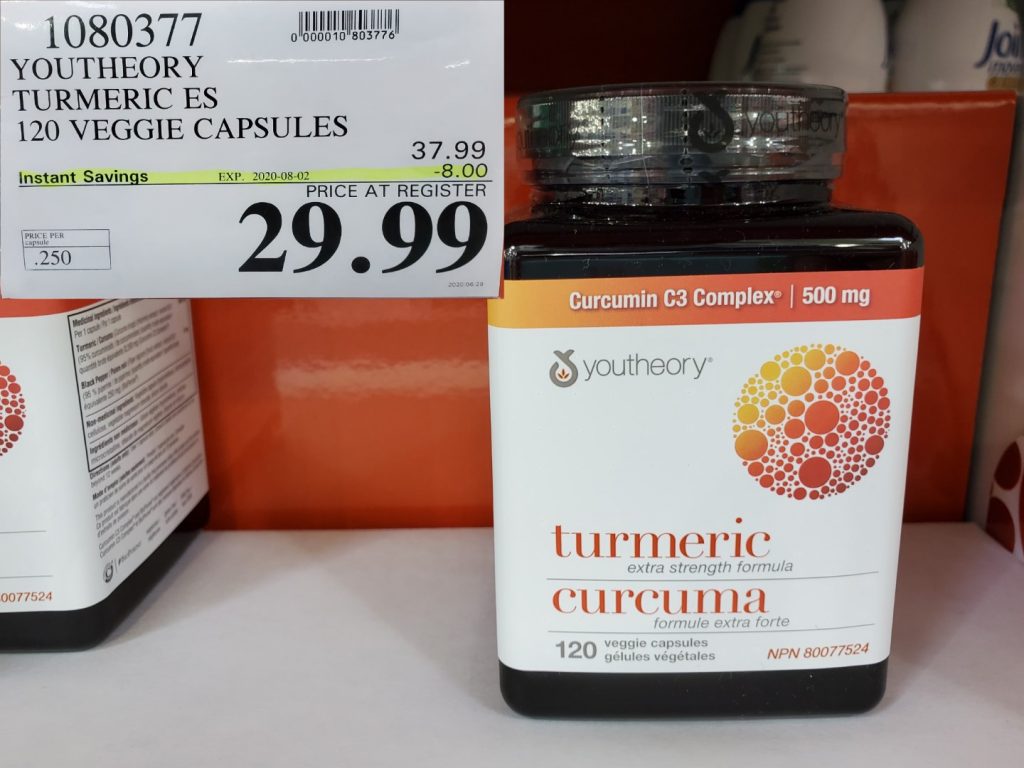 1080377 YOUTHEORY TUMERIC ES 120 VEGGIE CAPSULES 8 00 INSTANT SAVINGS EXPIRES ON 2020 08 02 29
