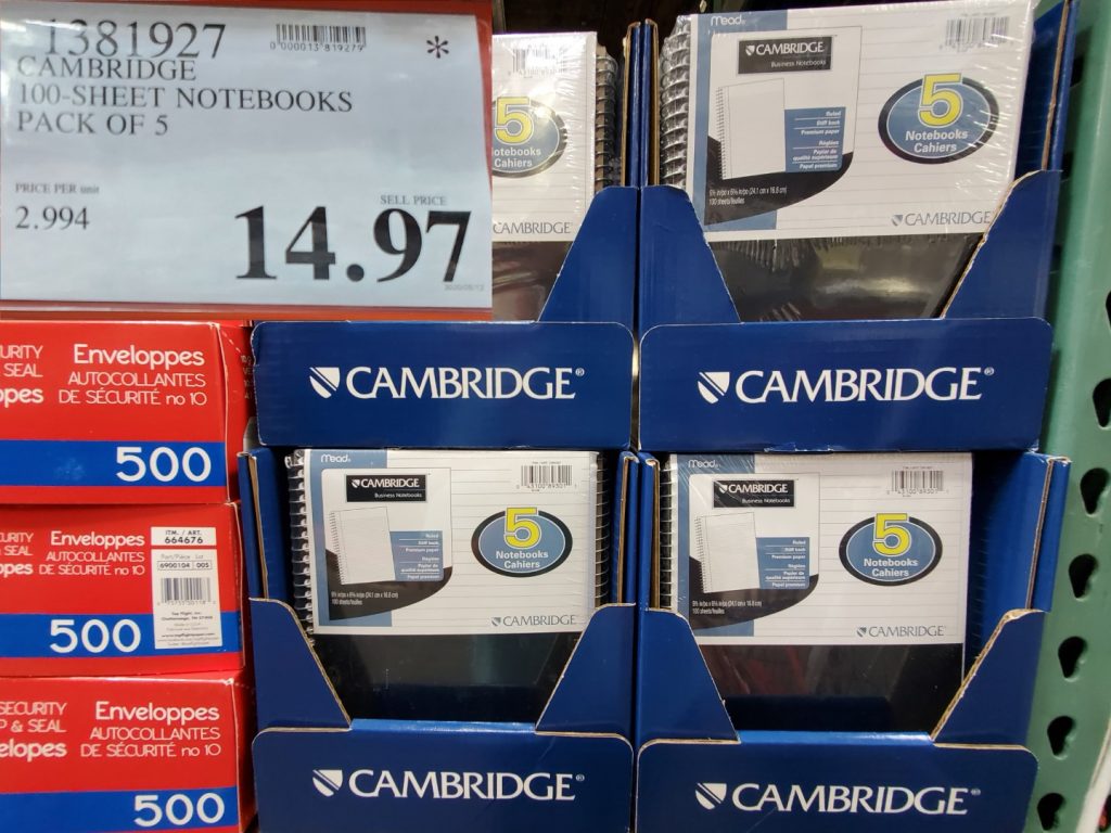1381927 CAMBRIDGE 100 SHEET NOTEBOOKS PACK OF 5 14 97 Costco East Fan