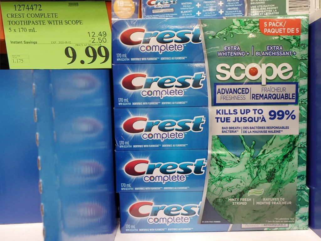1274472 CREST COMPLETE TOOTHPASTE WITH SCOPE 5 X 170 ML 2 50 INSTANT