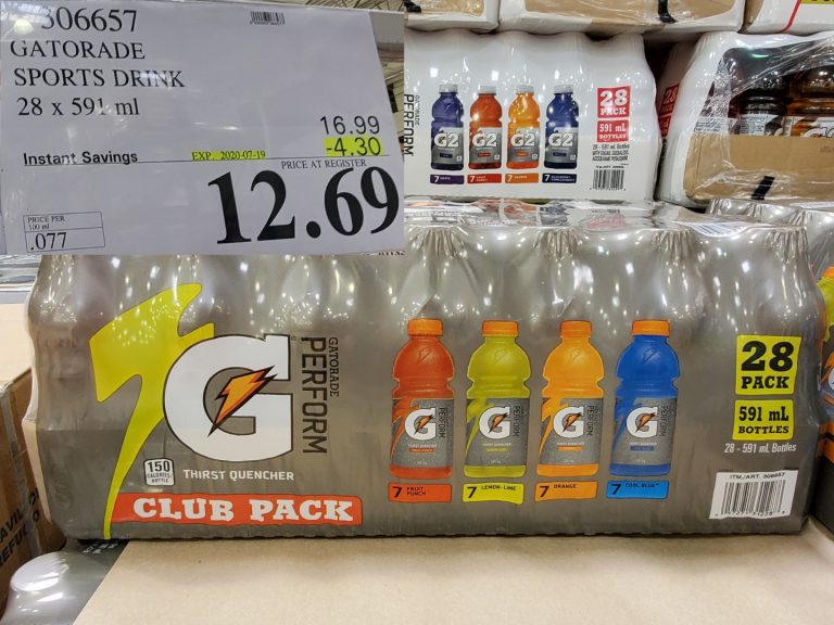 306657 GATORADE SPORTS DRINK 28 x 591 mL 4 30 INSTANT SAVINGS EXPIRES ON 2020 07 19 12 69