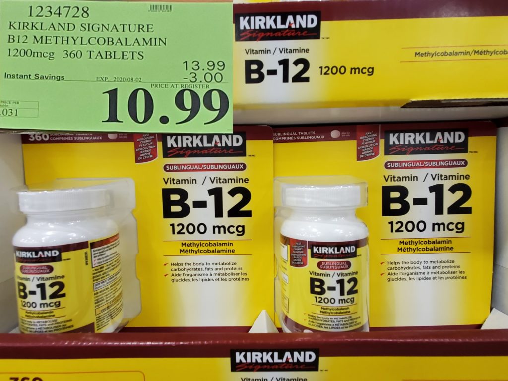 1234728 KIRKLAND SIGNATURE B12 METHYLCOBALAMIN 1200mcg 360 TABLETS 3 00 ...