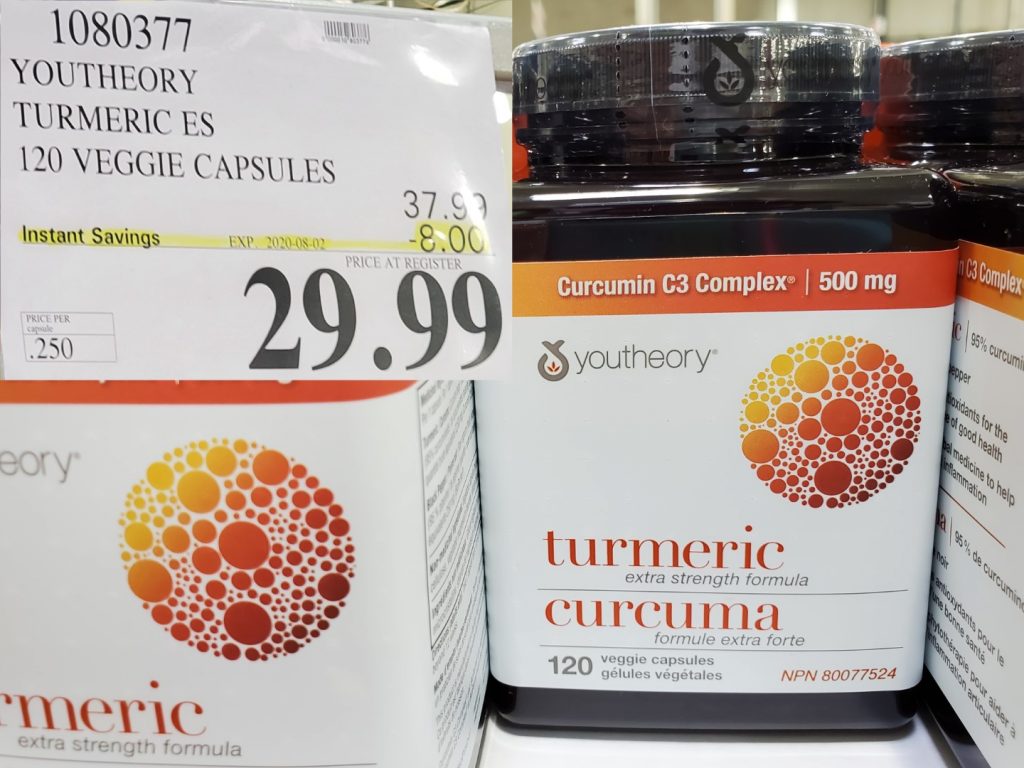 1080377 YOUTHEORY TUMERIC ES 120 VEGGIE CAPSULES 8 00 INSTANT SAVINGS EXPIRES ON 2020 08 02 29