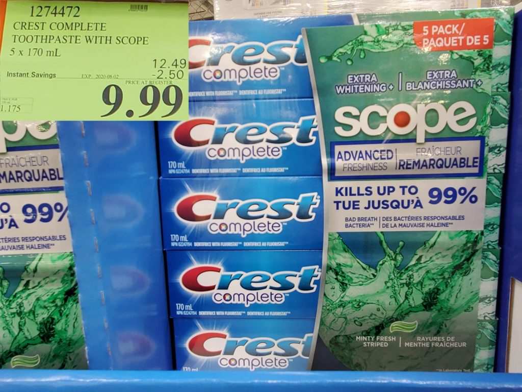 1274472 CREST COMPLETE TOOTHPASTE WITH SCOPE 5 X 170 ML 2 50 INSTANT