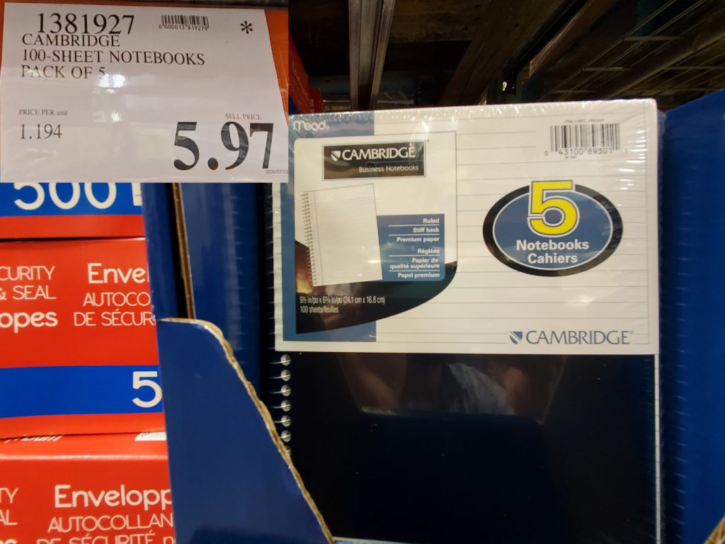 1381927 CAMBRIDGE 100 SHEET NOTEBOOKS PACK OF 5 5 97 Costco East Fan Blog