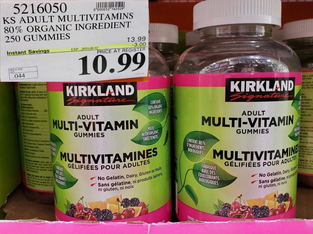 5216050 KS ADULT MULTIVITAMINS 80 ORGANIC INGREDIENT 250 GUMMIES 3 00