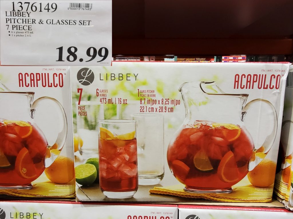 1376149 LIBBEY PITCHER GLASSES SET 7 PIECE 18 99 Costco East Fan Blog