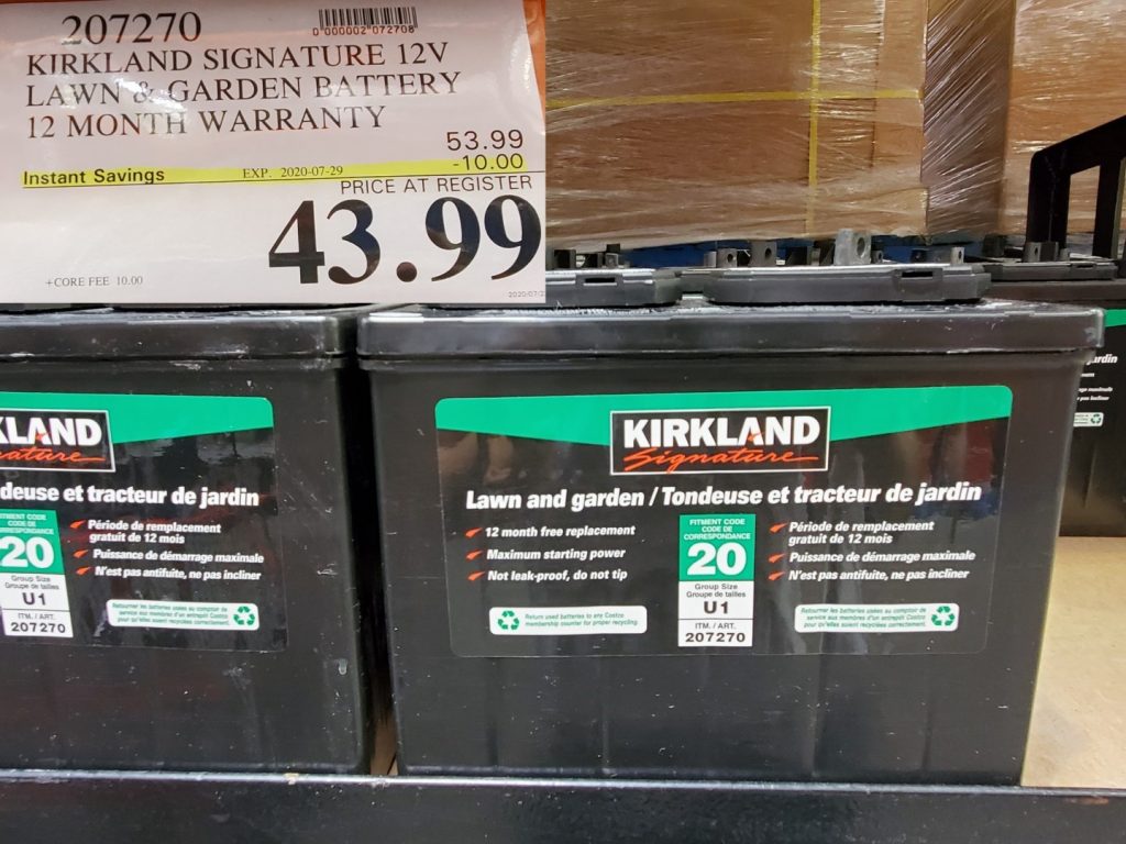 207270 KIRKLAND SIGNATURE 12V LAWN GARDEN BATTERY 12 MONTH WARRANTY 10 00 INSTANT SAVINGS