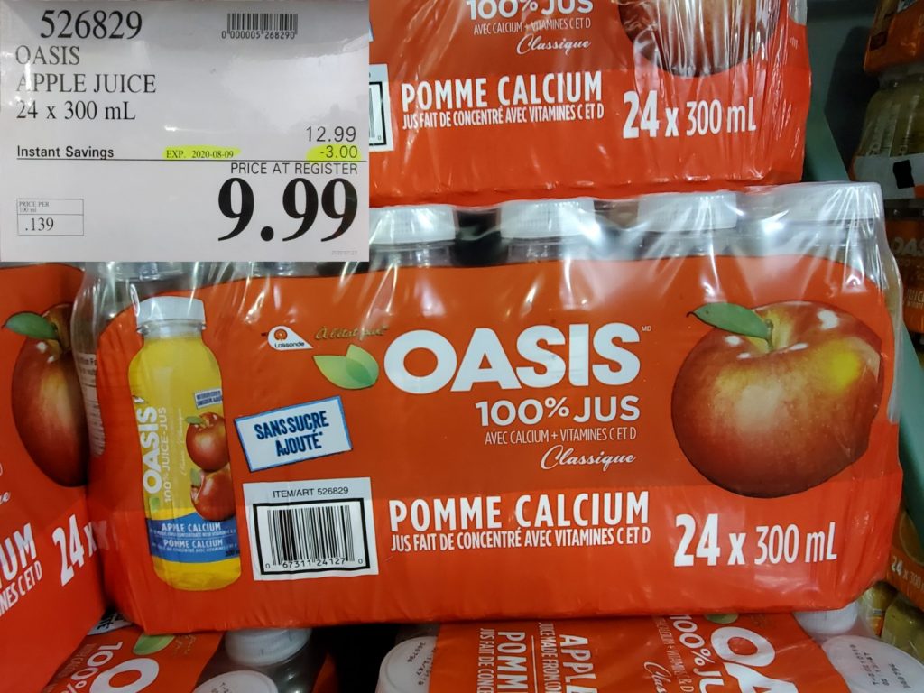 526829 OASIS APPLE JUICE 24 x 300 mL 3 00 INSTANT SAVINGS EXPIRES ON