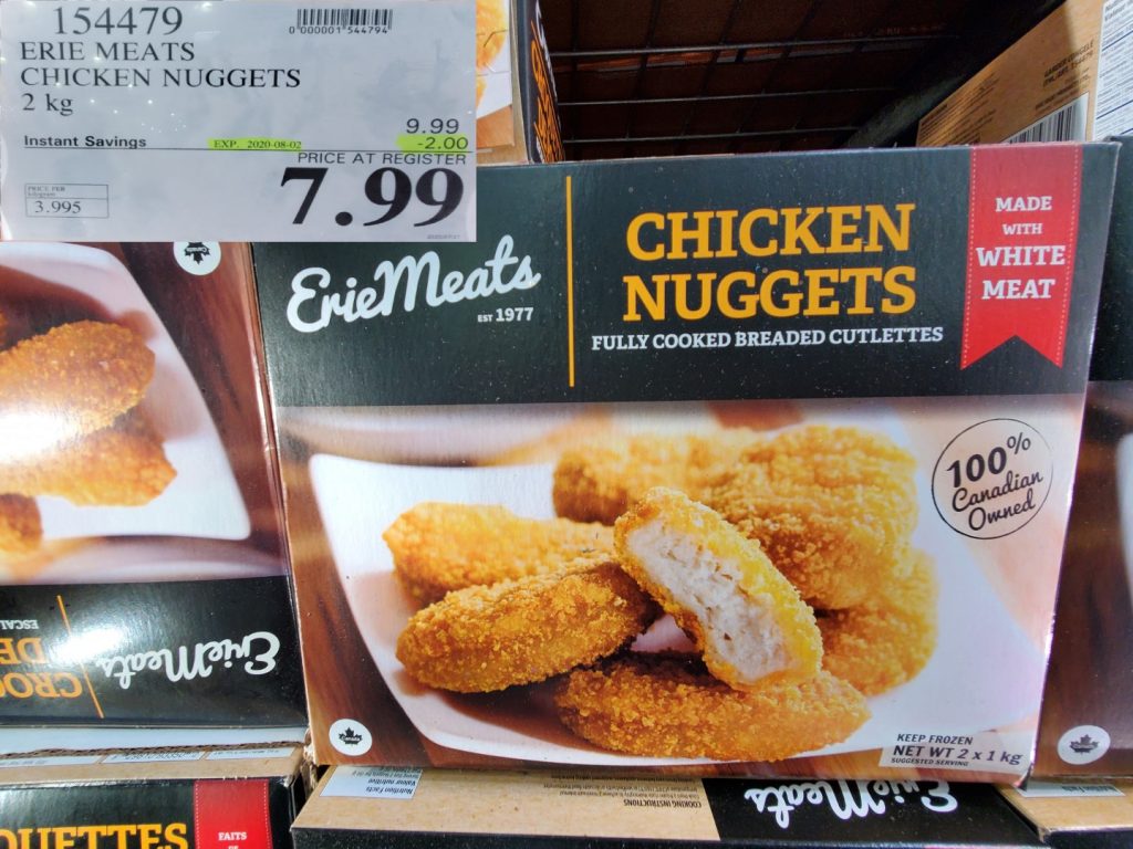 154479 ERIE MEATS CHICKEN NUGGETS 2 kg 2 00 INSTANT SAVINGS EXPIRES ON 2020 08 02 7 99 Costco
