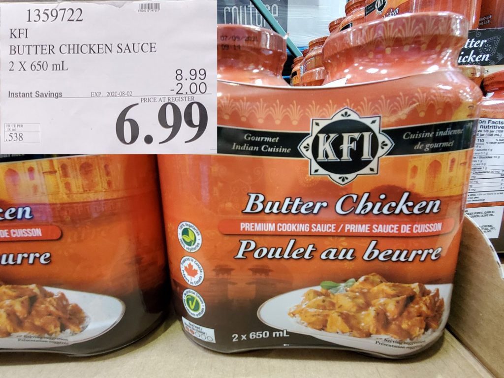 1359722 KFI BUTTER CHICKEN SAUCE 2 x 650 mL 2 00 INSTANT SAVINGS
