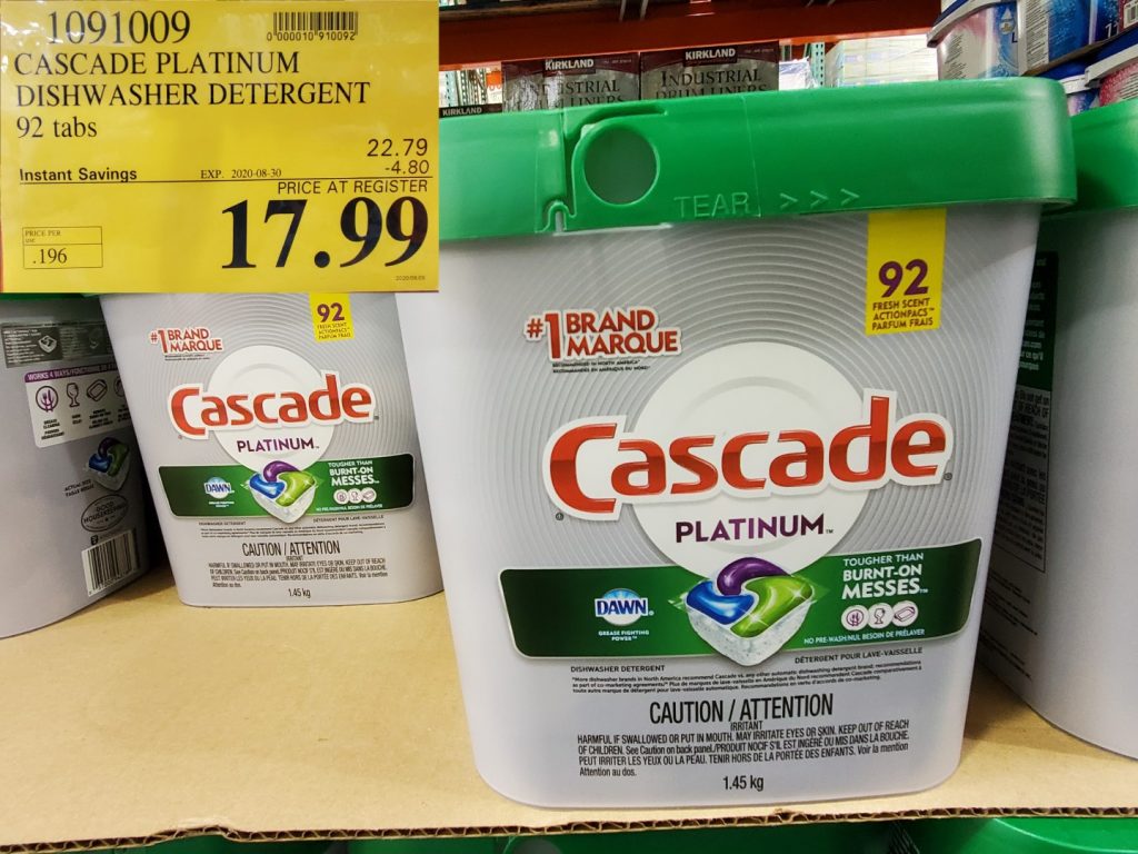 1091009 CASCADE PLATINUM DISHWASHER DETERGENT 92 TABS 4 80 INSTANT