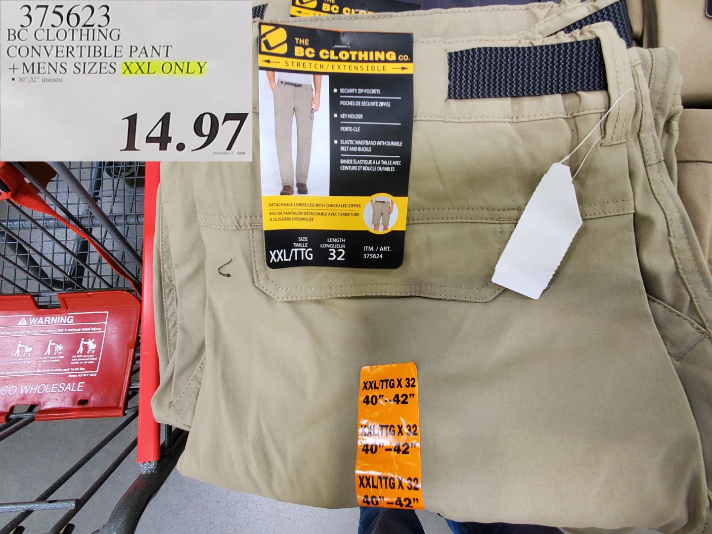 375623 BC CLOTHING CONVERTIBLE PANT MENS SIZES XXL ONLY 14 97 - Costco East  Fan Blog