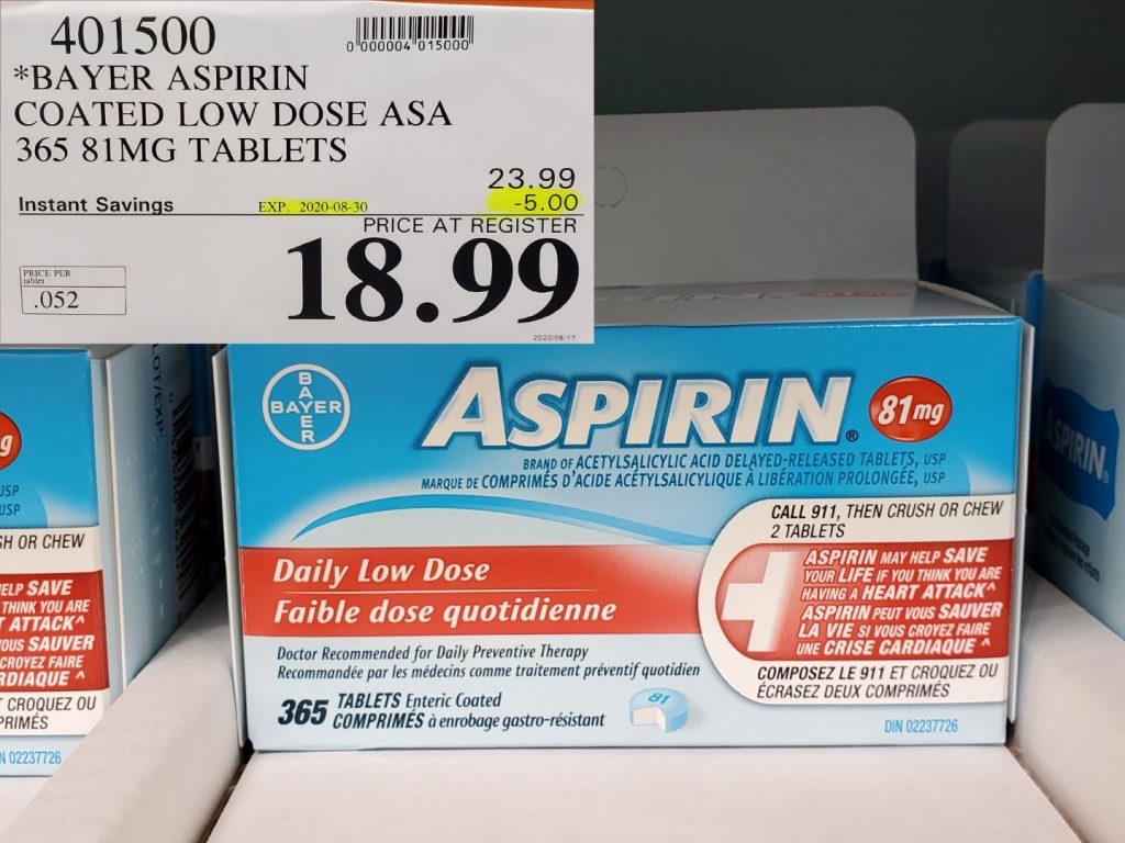 401500 BAYER ASPIRIN COATED LOW DOSE ASA 365 81MG TABLETS 5 00 INSTANT ...