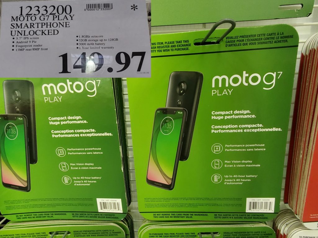1233200 MOTO G7 PLAY SMARTPHONE UNLOCKED 149 97 Costco East Fan Blog