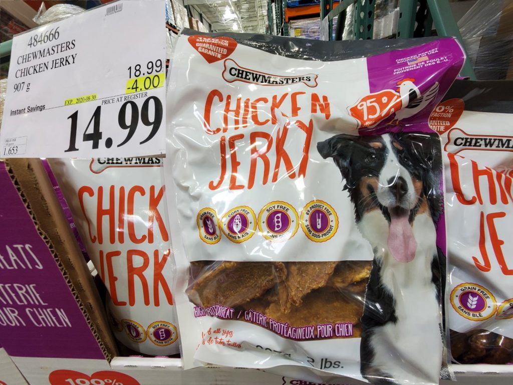 484666 CHEWMASTERS CHICKEN JERKY 907 G 4 00 INSTANT SAVINGS EXPIRES ON 2020 08 30 14 99 Costco
