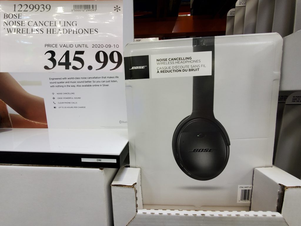 1229939 BOSE NOISE CANCELLING WIRELESS HEADPHONES EXPIRES ON 2020 09 10 345 99 Costco East Fan
