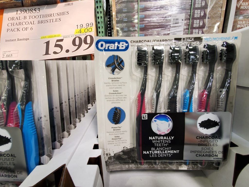 1390853 ORAL B TOOTHBRUSHES CHARCOAL BRISTLES PACK OF 6 4 00 INSTANT SAVINGS EXPIRES ON 2020 09