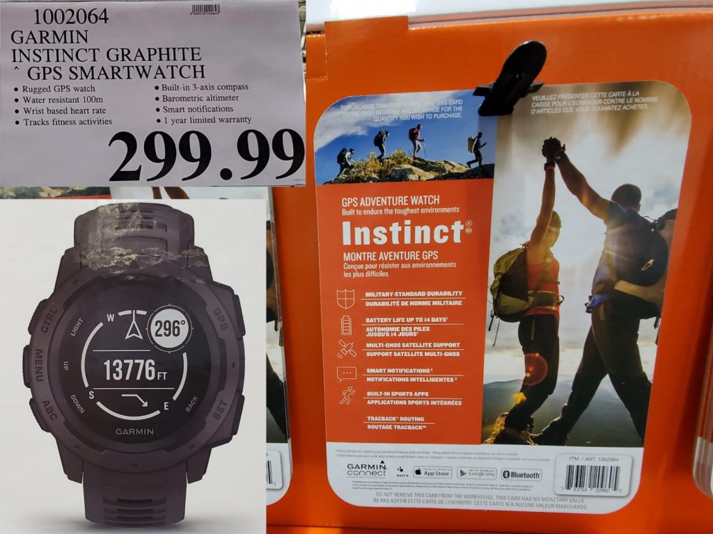 1002064 GARMIN INSTINCT GRAPHITE GPS SMARTWATCH 299 99 Costco East