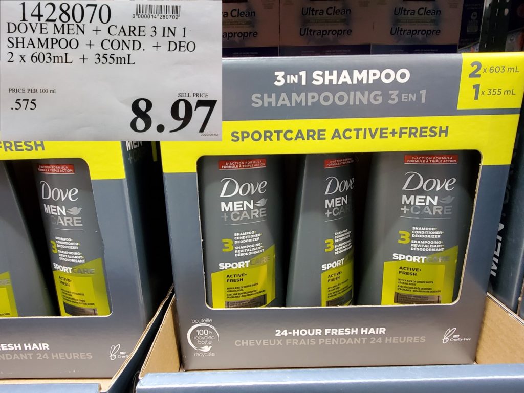 1428070 DOVE MEN CARE 3 IN 1 SHAMPOO COND DEO 2 X 603 ML 355 ML 8 97