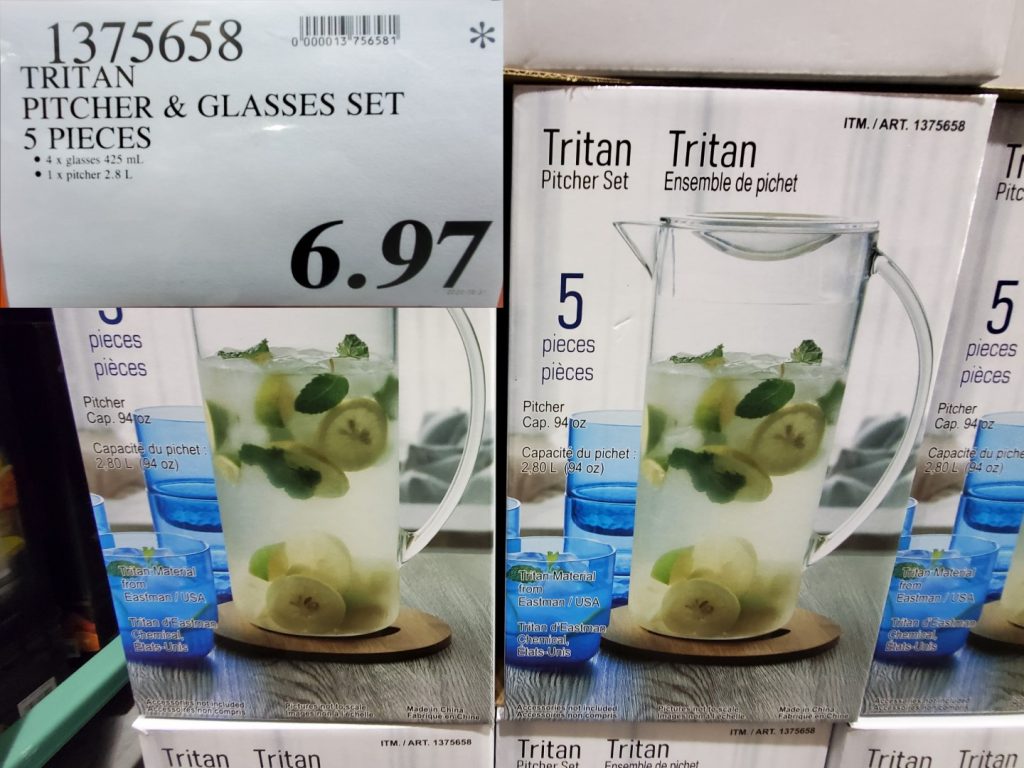 1375658 TRITAN PITCHER GLASSES SET 5 PIECES 6 97 Costco East Fan Blog