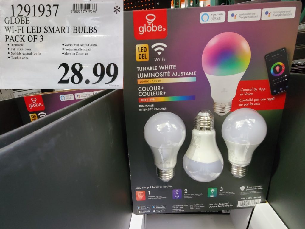 1291937 GLOBE WI FI LED SMART BULBS PACK OF 3 28 99 Costco East Fan Blog