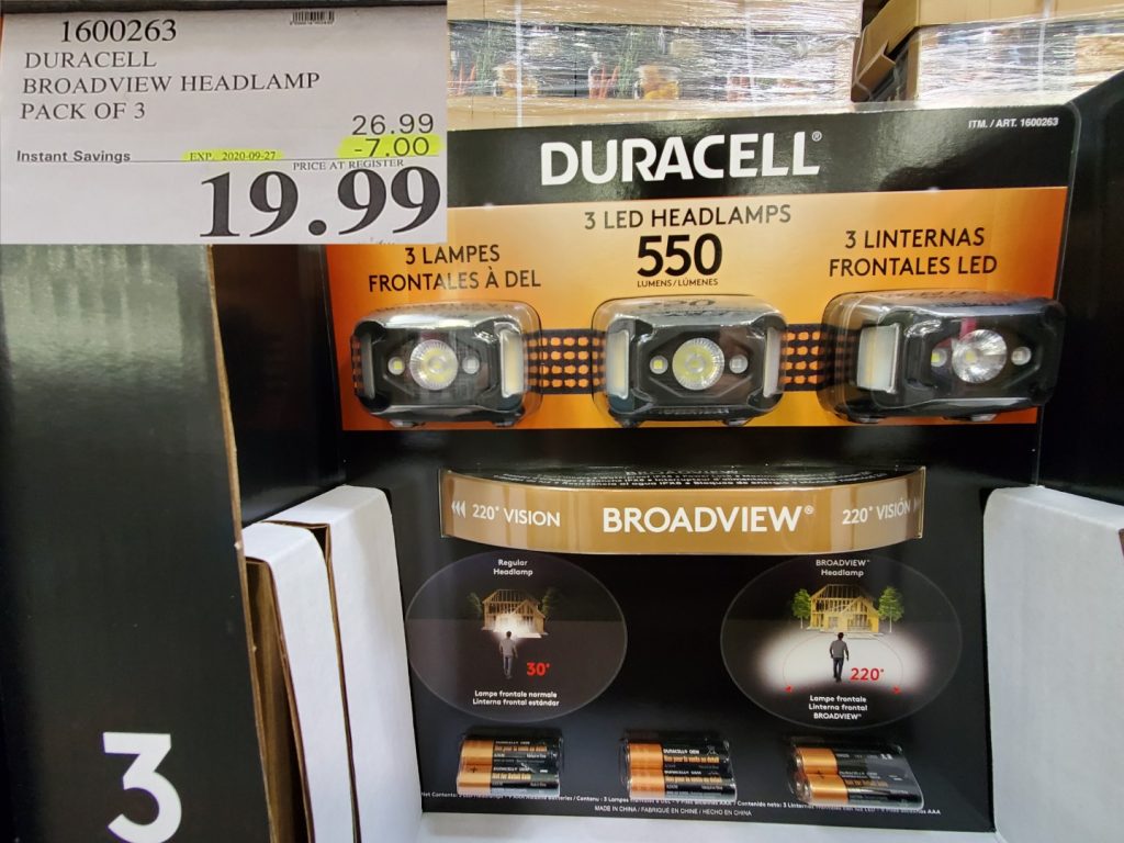 1600263 DURACELL BROADVIEW HEADLAMP PACK OF 3 7 00 INSTANT SAVINGS EXPIRES ON 2020 09 27 19 99