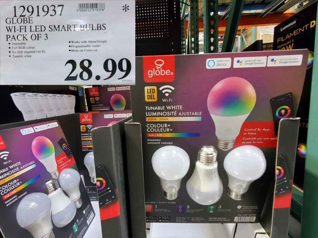 1291937 GLOBE WI FI LED SMART BULBS PACK OF 3 28 99 Costco East Fan Blog