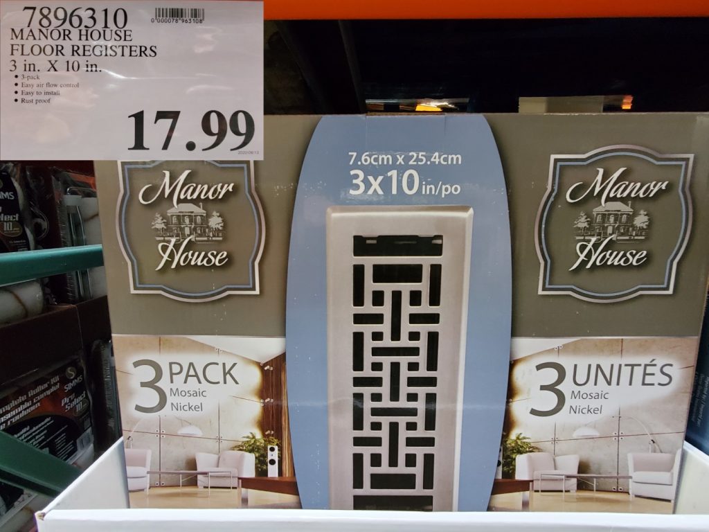 7896310 MANOR HOUSE FLOOR REGISTERS 3 in X 10 in 17 99 Costco East