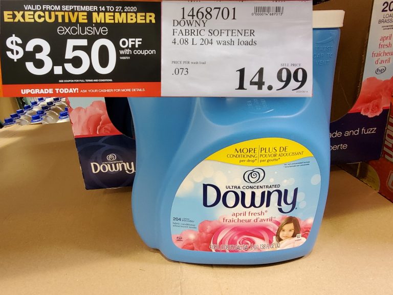 1468701 DOWNY FABRIC SOFTENER 4 08 L 204 WASH LOADS 14 99 Costco East Fan Blog