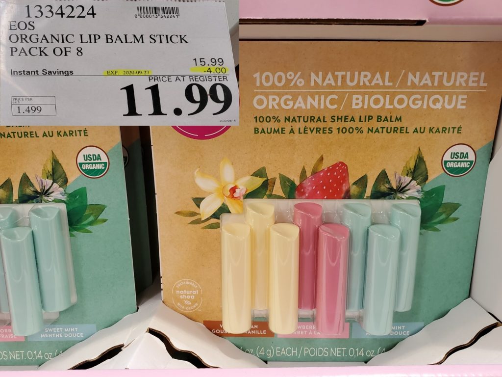 1334224 EOS ORGANIC LIP BALM STICK PACK OF 8 4 00 INSTANT SAVINGS