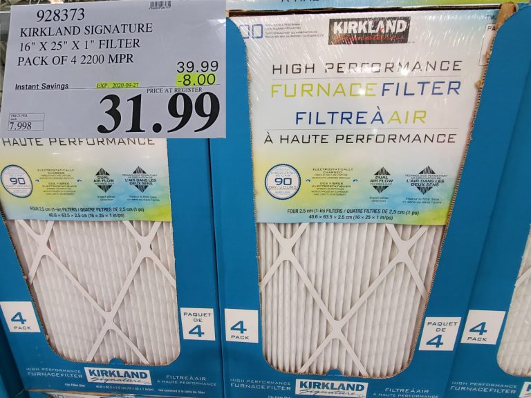 928373 KIRKLAND SIGNATURE 16 X 25 X 1 FILTER PACK OF 4 2200 MPR 8 00
