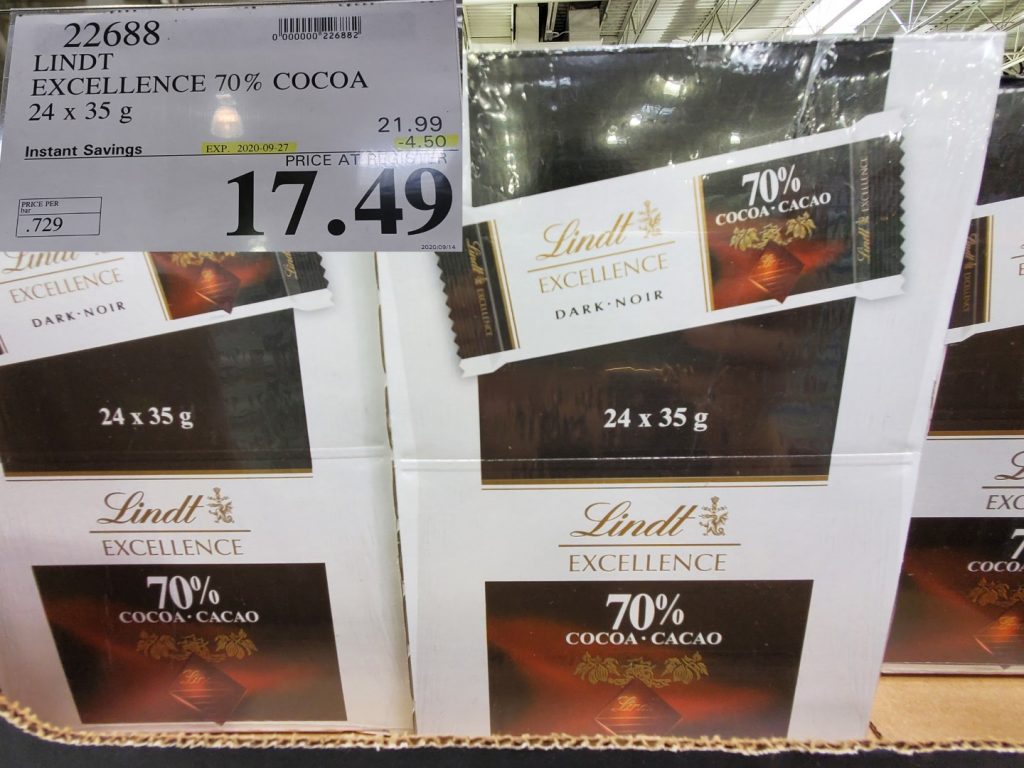 22688 LINDT EXCELLENCE 70 COCOA 24 x 35G 4 50 INSTANT SAVINGS EXPIRES