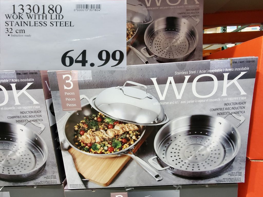 1330180 WOK WITH LID STAINLESS STEEL 32 CM 64 99 Costco East Fan Blog