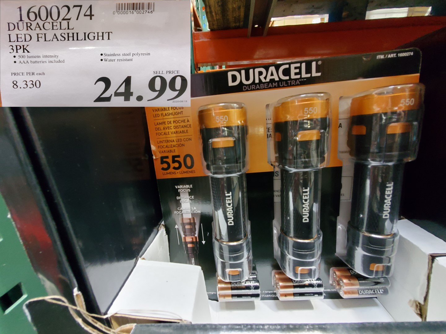 duracell LED flashlight 3pk