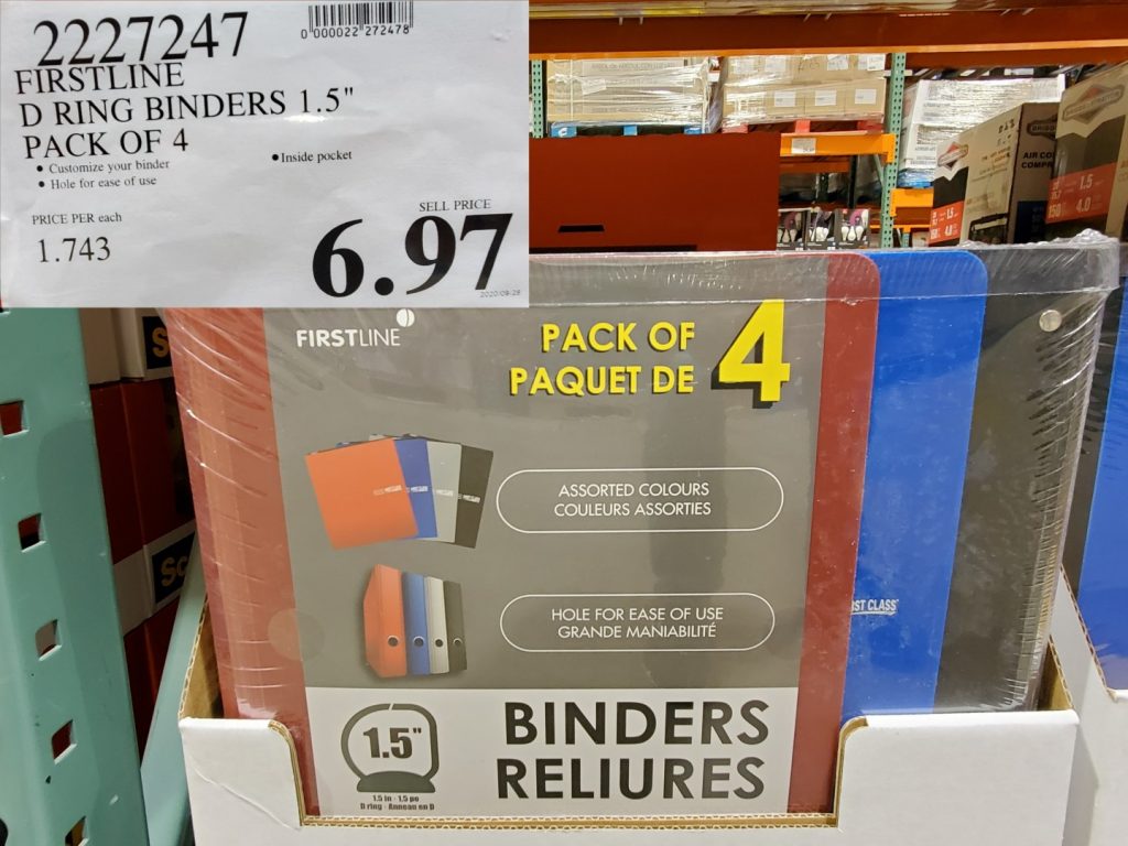 2227247 FIRSTLINE D RING BINDERS 1 5 PACK OF 4 6 97 Costco East Fan Blog