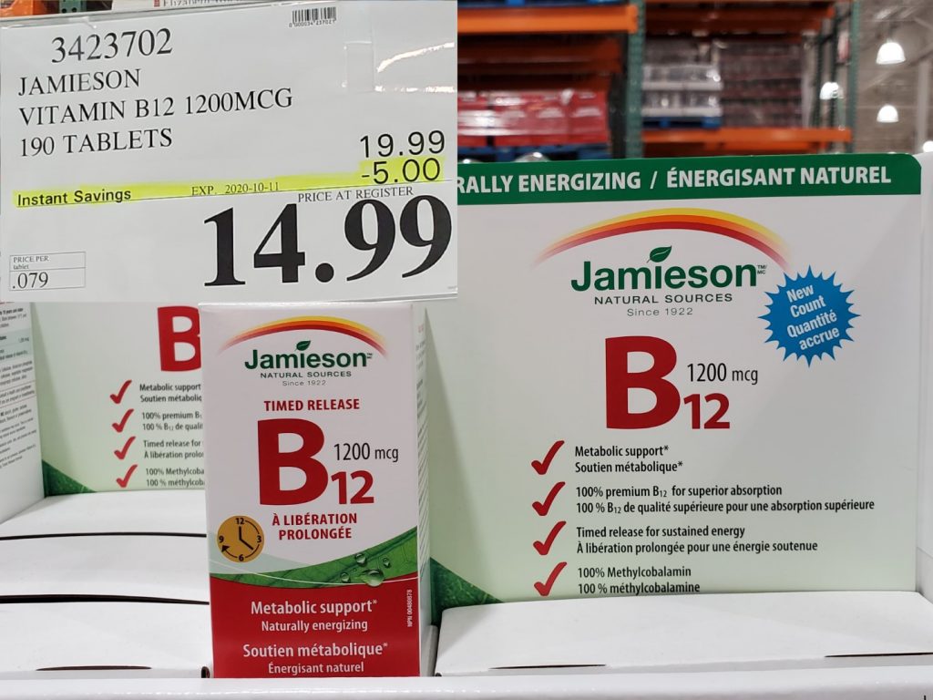 3423702 JAMIESON VITAMIN B12 1200MCG 190 TABLETS 5 00 INSTANT SAVINGS